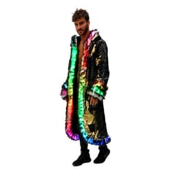 Earthradius Men's LED Sequin Coat Luminous Light Up Clothing Stage Costume Wear Winter Coat for Party Nightclub Performance