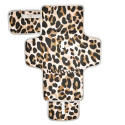 Jihqo Diaper Changing Pad Leopard Print Portable Diaper Mat with Built-in Pillow Travel Changing Station for Baby with Smart Wipes Pocket