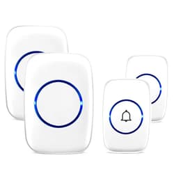 Full House Wireless Doorbell, Waterproof Door Bell Kit, Distinguish front and rear doors, Over 1000 feet Range and 60 Chime, 5 Levels Volume and LED Flash, for Home Office Classroom