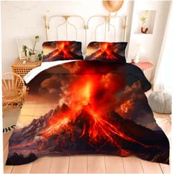Motorax Volcano in Exploding Comforter Full Kids Fire Mountain Bedding Set for Kids Boys Girls Lightweight Soft Nature Comforter All Season Decor Bedding Quilt