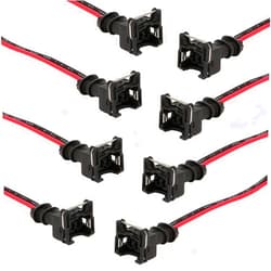 Nowkont 8 PCS Automobile Fuel Injector Connector, Standard Specification Injector Socket with Extended Pigtail Wiring Harness, Waterproof Shell + Copper Core Plug, Universal for Cars (Black)