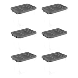 ODEENE For Sterilite 30 Qt Clear Plastic Stackable Storage Bin with Grey Latch Lid, 6 Pack
