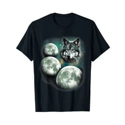 MagicMoon Three Moon Wolf | 3 Moons Howling At Space Wolf Magic Meme T-Shirt