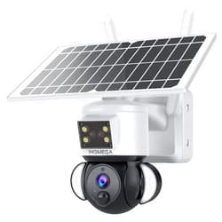 INQMEGA Solar Security Cameras Tuya Smart,3MP FHD WiFi 360° View 15000mAh Solar Powered Cameras for Home,PIR Motion Sensor Flood Light with Siren,Two-Way Audio,Color Night Vision,TUYA Smart Life
