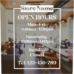 Jvafk Business Hours Window Decal, Store Hours Decal-Business Hours Sign for Glass Door Custom Window Open Hours for Business, Shop, Store, Salon