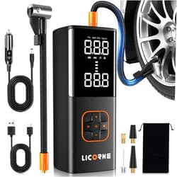 LICORNE Tire Inflator Portable Air Compressor, 5X Faster Portable Air Pump for Car Tires with 20000mAh Battery, 180PSI Cordless Air Pump with Digital Pressure Gauge for Cars, Bike & Motorcycle Tires, Ball