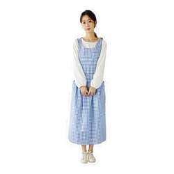 TTYAO REII Cotton Apron with Pockets Women's Plaid Apron Vintage Cleaning Apron Pinafore Dress for Home Baking Work