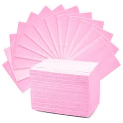 Annhua Dental Bib Disposable Pink Polyback Towel Waterproof Patient Bibs 3 Ply Tattoo Paper Napkins for Dental Clinic, Tattoo Piercing, Feeding - Soft and Fluid Resistant - 13'' x 18