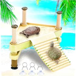 Keedolla Small Turtle Pier Floating Basking Platform for Aquatic Turtles, Floating Turtle Dock Basking Area for Turtles Tank, Decorative Aquarium Turtle Reptile Basking Platform with Ramp Ladder