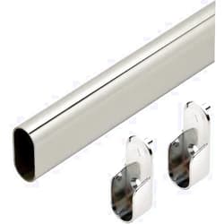 Hafele Premium Oval Wardrobe Closet Rod with End Supports (5 Pack) - 48inch - Chrome Closet Rod with Closet Rod Brackets