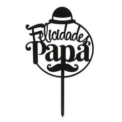 Dekora, Father's Day Cake Topper, Felicidades Papa Message, Moustache Black Design