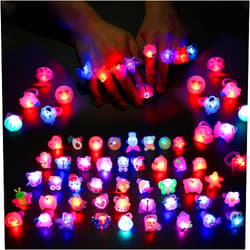 NEEW 50 Pcs LED Light Up Ring Bulk Toys, Glow in The Dark Party Supplies, Party Favors for Adults Kids Pinata Filler Goody Bag Stuffers Random Patterns