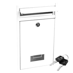 DEAYOU Mailbox with Key Lock, Steel Cover Metal Dropbox for Envelope, Letter, Home, Office Business, White