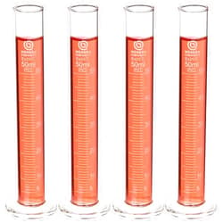Modern Curiosity - Glass Graduated Cylinders - Education & Research Equipment - Industrial & Academic Laboratory - Borosilicate Glass Measuring Cups - Science & Chemistry Class Supply (50mL, 4 Pk)