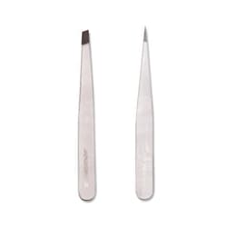 JAPONESQUE Slant and Point Tweezers Set, for Defining and Shaping Brows, Made with Hand-Sharpened Stainless, Ideal for Travel