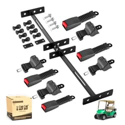 10L0L 4 Passenger Universal Retractable Golf Cart Seat Belt Kit with Bracket for Yamaha, EZGO, Club Car, Front Rear Seat Belts