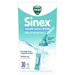 Vicks Sinex Saline Nasal Rinse Starter Kit, Drug Free Saline, Flush Out Mucus and Allergens, Fast & Effective Relief for Everyday Congestion from Sinus & Allergy, 1 Bottle + 30 Refill Packets