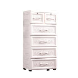 Gdrasuya10 Plastic Drawers Dresser, 5 Layers PP Vertical Clothes Storage 6 Drawer Large Capacity Dresser Organizer Storage with Silent Wheels