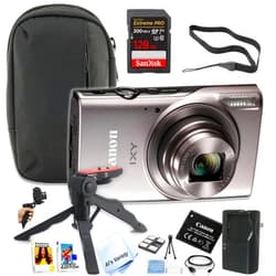 Canon PowerShot IXY 650 (ELPH 360) HS Digital Camera (Silver) + 128GB Extreme PRO Memory + Case, Grip, Software Pack (Essential Bundle) (Renewed)