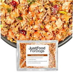 JustFoodForDogs Frozen Fresh Dog Food, Complete Meal or Dog Food Topper, Venison & Squash Human Grade Dog Food Recipe, 18 oz (Pack of 7)