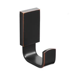 BESy Brass Robe & Towel Hook, Oil Rubbed Bronze, Heavy Duty, Rust Resistant, Adhesive or Wall Mount, Modern Square Style, 6 lbs Capacity