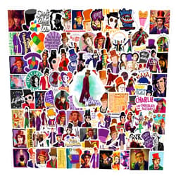 BLCAFEE 124 Pcs Willy Wonka Stickers Graffiti Waterproof Vinyl for Adults for Birthday Party Supplies Decoration Favors for Water Bottles Laptop Suitcase Scrapbooking Choice