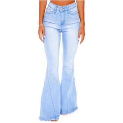 vunahzma Women's Flare Bell Bottom Jeans Wide Leg Bootcut Jeans Stretchy Denim Pants