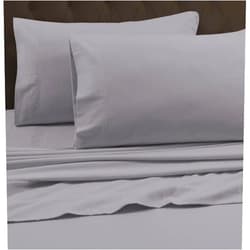 Tribeca Living Queen Luxury Solid Flannel Generous Size Flat Sheet, Platinum