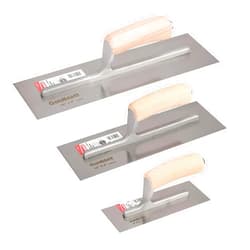 Goldblatt 3 Pieces Drywall Trowel, Carbon Steel Finishing Masonry Trowel Set Includes 14'' x 4'', 12'' x 4'', 8'' x 3'', Lightweight Wood Handle, Plastering Trowel for Sheetrock Wallboard Plasterboard