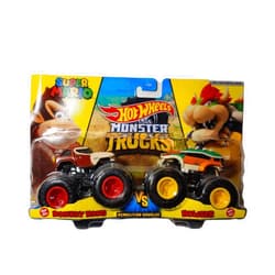 Die Cast Hotwheels Monster Trucks Donkey Kong vs Bowser - 2021 Demolition Doubles (1:64 Scale Double Pack)