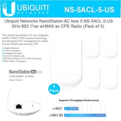 UBNT NanoStation Loco 5AC 5-Pack NS-5ACL-5-US 5GHz 802.11ac airMAX ac CPE Radio