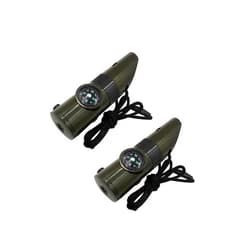 MeiNvShe 2 Pack Emergency Survival Whistle, 3-in-1 Emergency Whistles with Compass and Thermometer, Loud Safety Whistle with Lanyard for Outdoor Hiking
