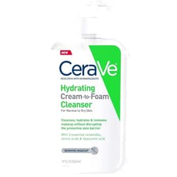 CeraVe Hydrating Cream To Foam Cleanser, Makeup Remover Face Wash For Dry Skin, Foaming Facial Cleanser With Hyaluronic Acid, Normal To Dry Skin, Fragrance Free & Non Comedogenic, 19 Fluid Ounce