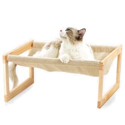 FUKUMARU Dog Bed, Large Breathable Cat Bed, Wooden Cat Hammock for Outdoor, 21 X 16.5 Inch Elevated Pet Furniture Suitable for Kitty, Puppy, Rabbit, Bunny and Small Animal