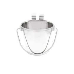 Indipets Heavy Duty Flat Sided Pail with Two Hooks: Pet Water and Food Bowl | 1 Quart, Stainless Steel (PN: AW800106)