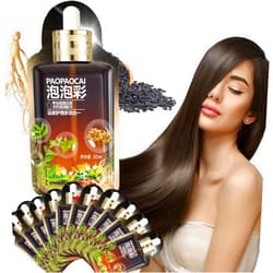 KXC Plant Based Hair Dye Shampoo, Plant Extract Non-damage Hair Dye Cream, Hair Dye Korean, Plant Based Hair Dye, Plant Bubble Hair Dye Shampoo 30ml 10packs/Box. (chestnut brown)