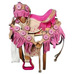 HORSE SADDLERY IMPEX Pony Youth Child Miniature Classic Quality Handmade Leather Premium Comfort Western Barrel Racing Trail Equestrian Horse Saddle Tack Size 10-12 inch