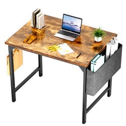 Sweetcrispy Small Computer Office Desk 32 Inch Kids Student Study Writing Work with Storage Bag & Headphone Hooks Modern Simple Home Bedroom PC Table
