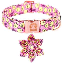 MR.CHUBBYFACE MR. CHUBBYFACE Easter Dog Collar Chick Style Dog Collar Double Cloth with Flower Adjustable Dog Collar Bowtie for Small Medium Large Dogs M