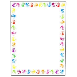 Stonehouse Collection Childrens Hands Border Stationery - 8.5 x 11-60 Letterhead Sheets - ColorfulBorder Letterhead (Hands)