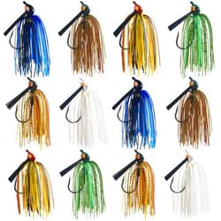 SILANON Bass Football Fishing Jigs Set,Weedless Swim Jig Heads for Bass Fishing Flipping Jig with Weed Guard Silicone Skirt Freshwater Fishing Lures for Pike Walleye