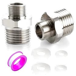 Kenpiko Faucet Supply Hose Adapter 3/8 Male to 1/2 Male Water Line Adapter 304 Stainless Steel Compression Fittings for RV Kitchen Plumbing 3/8 to 1/2(O.D×O.D:0.52