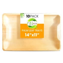 Raj Unique Collection Raj Disposable Palm Leaf Serving Trays and platters | Like Bamboo Tray, Plates Disposable for Parties | Charcuterie Boards, Plates, & Platter | Food Trays | 10 Pack 14