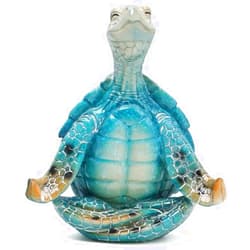 VVGIFTS Sea Turtle Meditation Yoga Decor, Meditating Coastal Beach Decorations, Zen Yoga Resin Statue for Home Office Ornaments (Put The Palm Separate)