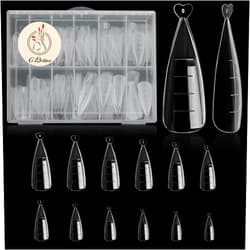 C12rtive 120Pcs Dual Nail Forms,Flat Stiletto Extension Poly Nail Gel Nail Forms Full Cover Reusable Nail Molds 12 Sizes for Solid Nail Gel Glue Nail Art Design Salon&DIY