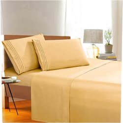 Elegant Comfort 1500 Thread Count Wrinkle & Fade Resistant Egyptian Quality 4-Piece Bed Sheet Set Ultra Soft Set includes Flat Sheet, Fitted Sheet and 2 Pillowcases, California King, Gold