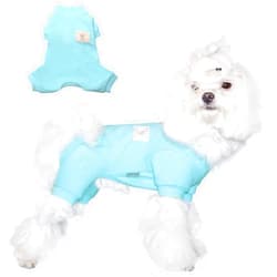 TONY HOBY Dog Pajamas, Dog Jumpsuits, 4 Legged Dog Pajamas with Thermal, Cotton Pet Clothes for Small Medium Dog (Light Blue, M)