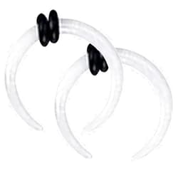 Pierceplex 1-18PCS Acrylic Pincher Tapers Stretching Kit 00G 0G 2G 4G 6G 8G 10G 12G 14G C Shaped Buffalo Horseshoe Stretcher Expander Ear Nose Septum Stretching Kit