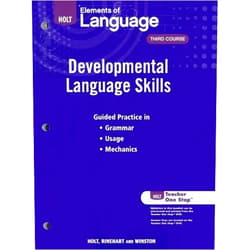 By Judith L. Irwin;Lee Odell;Richard Vacca;Renee Hobbs;John Warriner (Author) Holt Elements of Language: Developmental Language Skills: Third Course (Eolang 2009) by Judith L. Irwin (2009-01-05)
