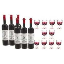 LUOZZY 16 Pcs Mini Wine Bottles Miniature Dollhouse Wine Bottles and Glasses Dollhouse Wine Glasses Miniature Wine Bottles Dollhouse Accessories